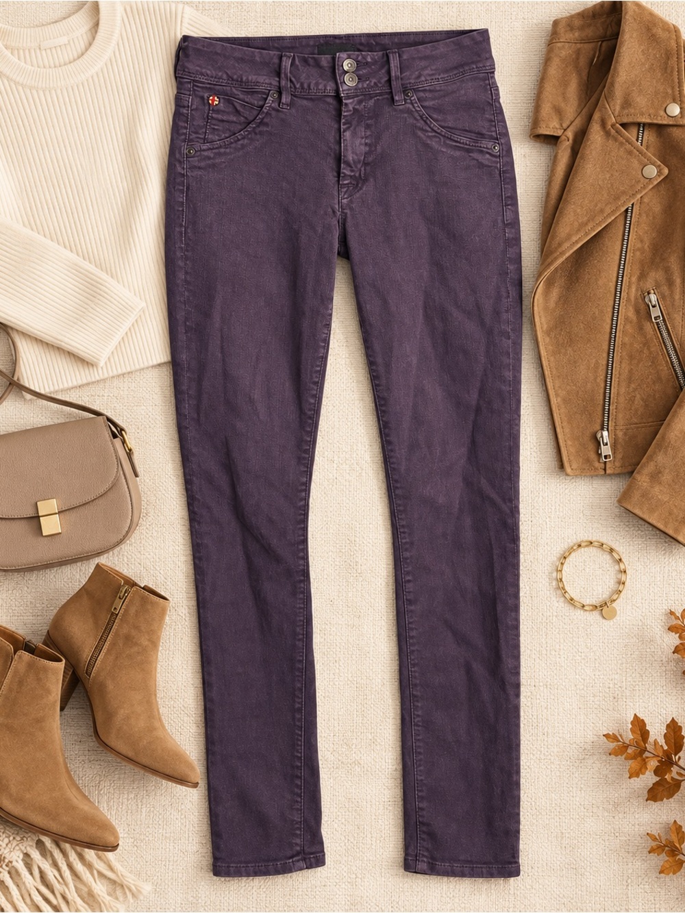 Hudson Jeans Size 28 Plum Purple Double Button Skinny Jeans Made USA